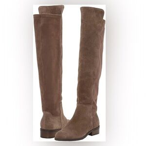 Lucky Brand Calypso Suede & Textile Stretch Over the Knee Boot “Oil Suede” Brown